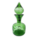Vintage Italian Glass Carafe Empoli Green with Lid Seal Fleur de Lys