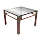 Postmodern Italian design coffee table in smoked glass with red steel structure