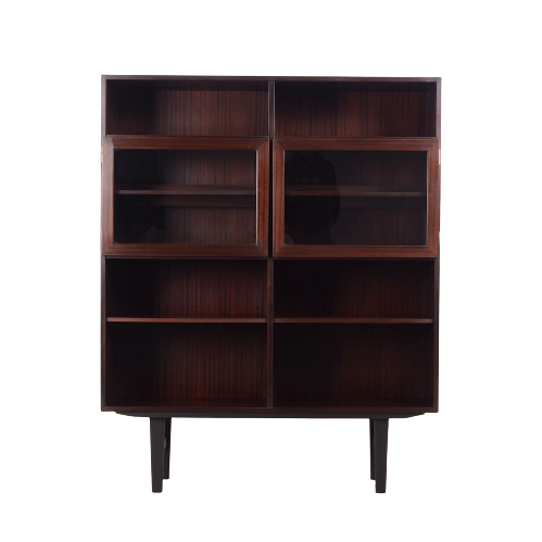 Bibliothèque en acajou, design danois, années 1970, fabriquée par Omann Jun