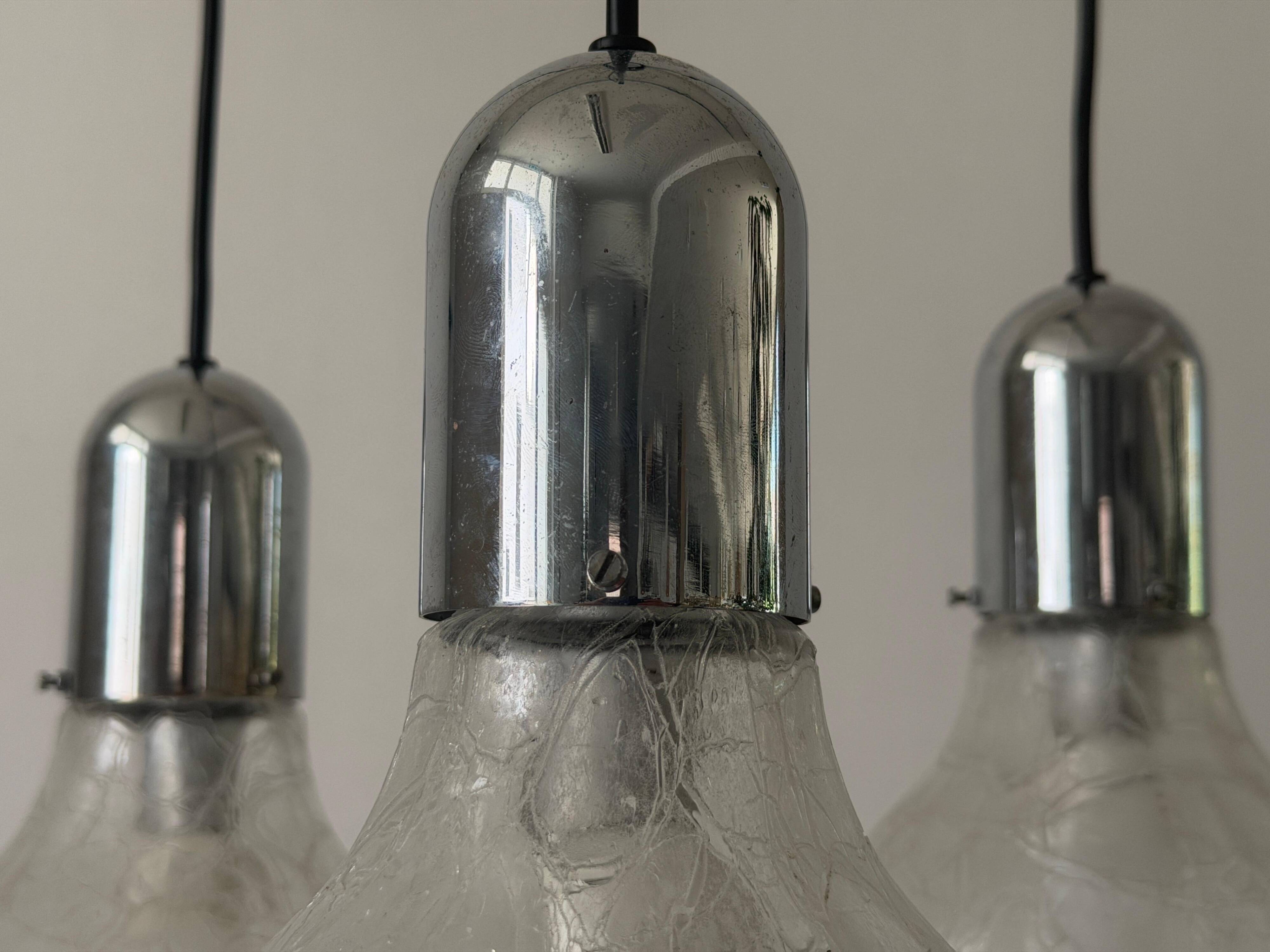 Cascade lamp with 3 glass and chrome shades by WILA, 1960s, Germany