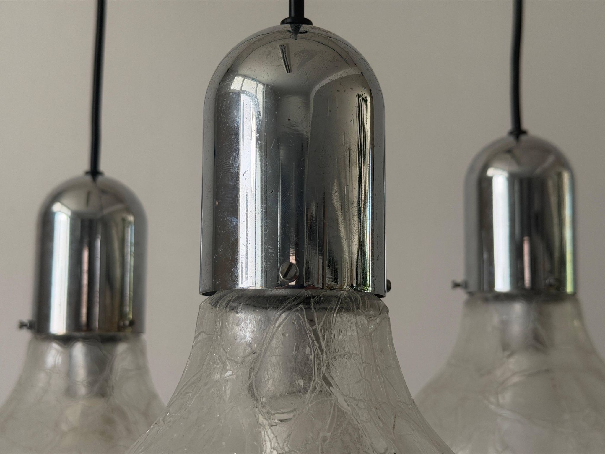 Cascade lamp with 3 glass and chrome shades by WILA, 1960s, Germany