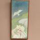 Original Swedish Oil on Canvas – "Woman with Dove" by G.G., 1990 – vintage and framed – 35.5 × 16 cm (13.9" × 6.2")