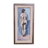 1964 "Study of a Standing Nude" Modernist Style Portrait Swedish Oil Painting, Framed