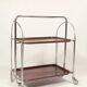 Bar de service vintage Bauhaus style chrome et bois mobile wengé