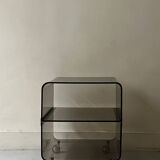Smoked plexiglass side table by m. dumas for roche bobois, design 1970