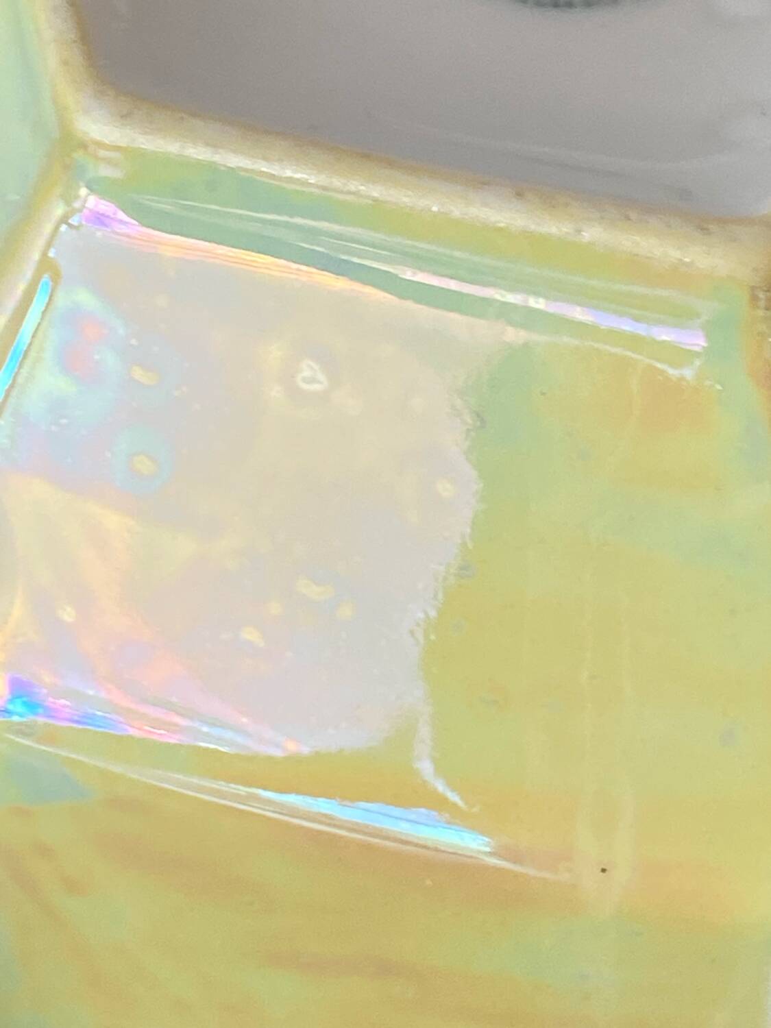 Vintage art deco sugar bowl in iridescent yellow