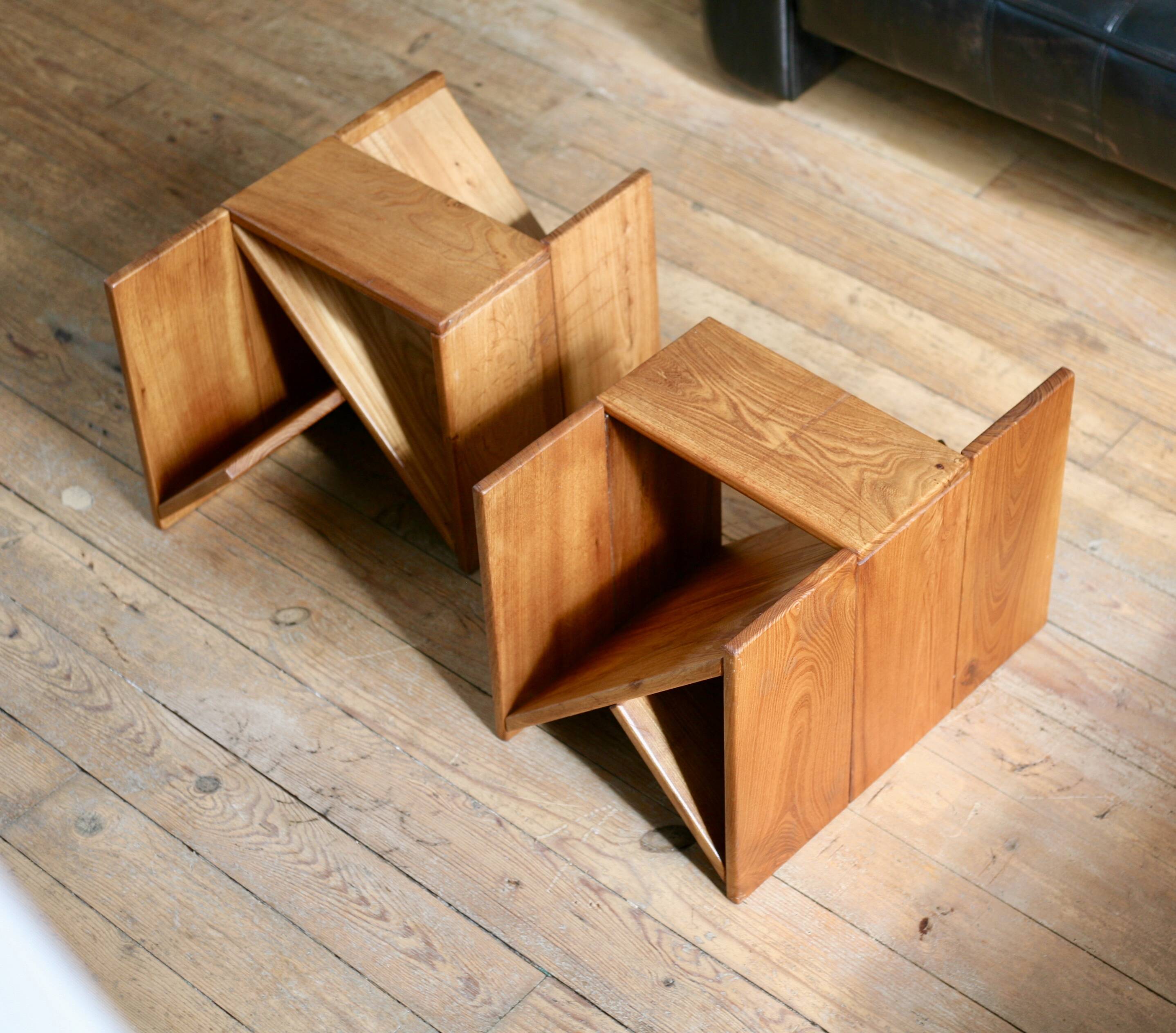 Pair of stools / side tables from Maison Regain, France, 1970s.