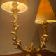 Lampe de table à deux bras en bronze doré par Georges Mathias for Fond