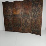 Late 18th-century Belgian embossed leather folding screen – after Daniel Marot