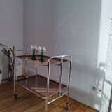 Chrome metal serving trolley