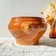 Vintage ceramic lion head soup tureen - honey and black, made in France.