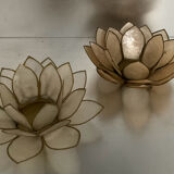 Pair of lotus candle holders in mother-of-pearl