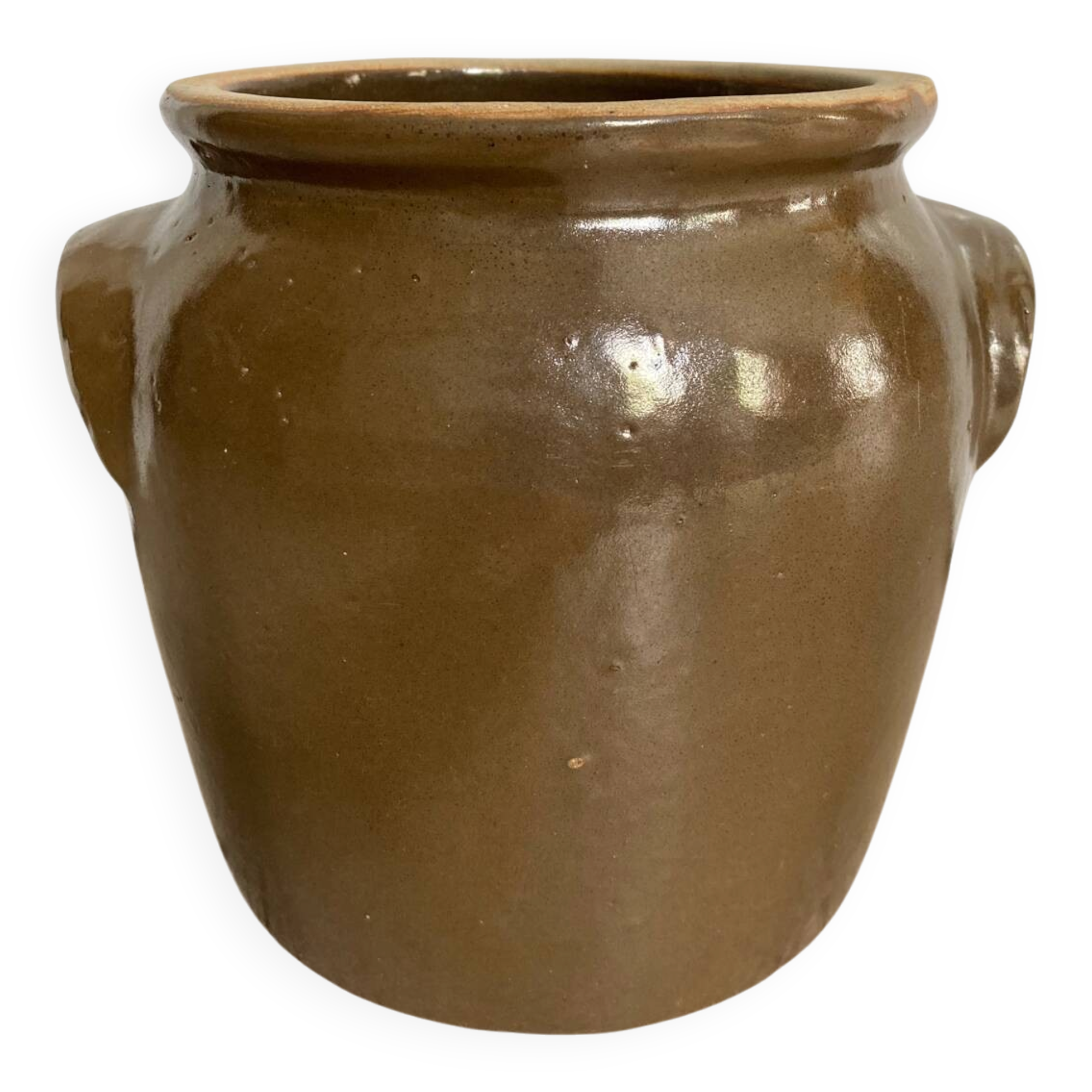 Brown stoneware jar