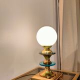 Lampe vintage laiton et opaline 1970