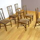 Série de 6 chaises en bambou & tissu 1980