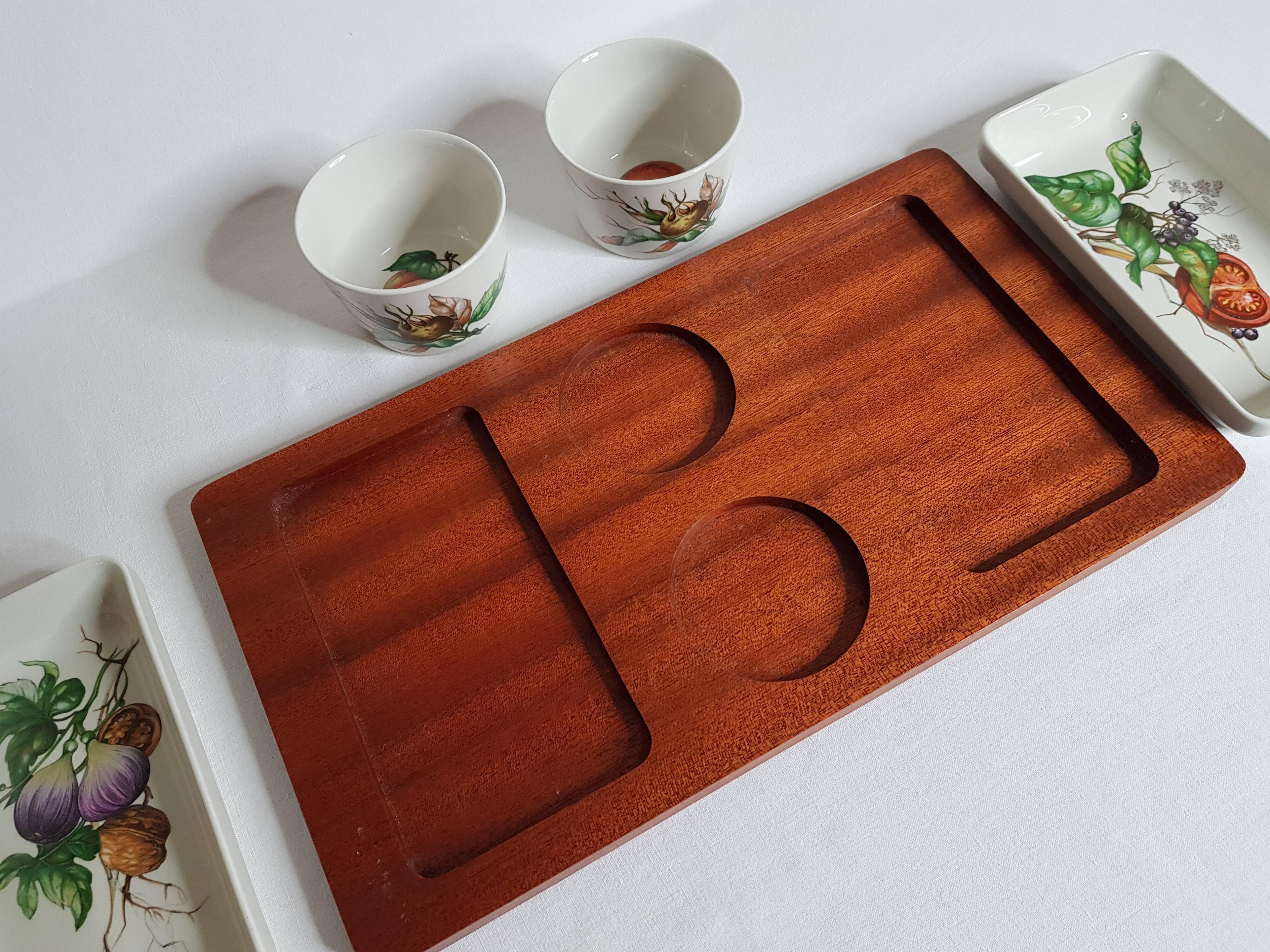 Service à apéritifs Villeroy & Boch, plateau en bois