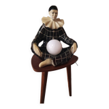 Large vintage Pierrot bedside lamp or table lamp from the 50s/60s 1950s with black tiles