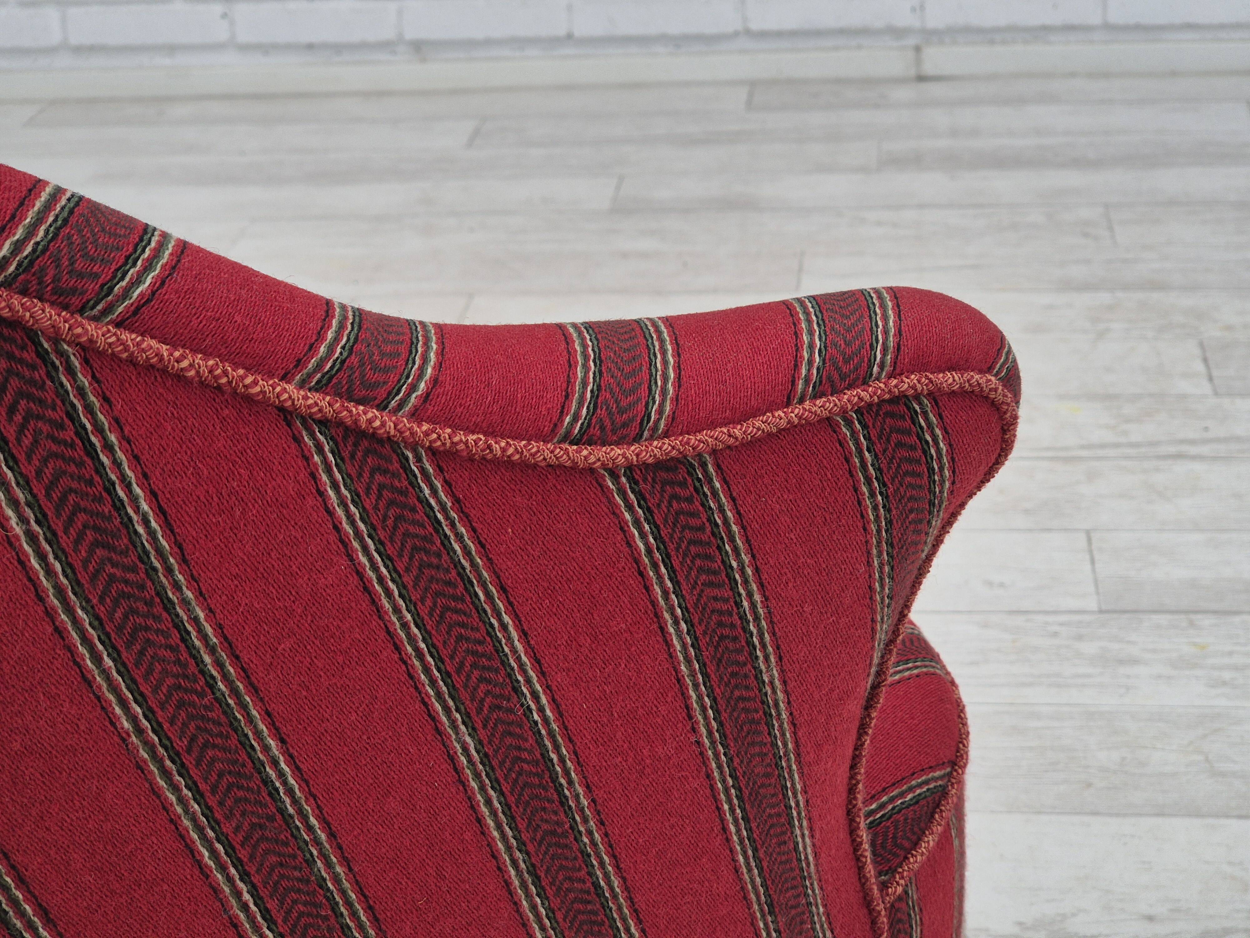 1950s, Danish lounge chair, original condition, red furniture wool.