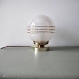 Pink iridescent glass lay lamp