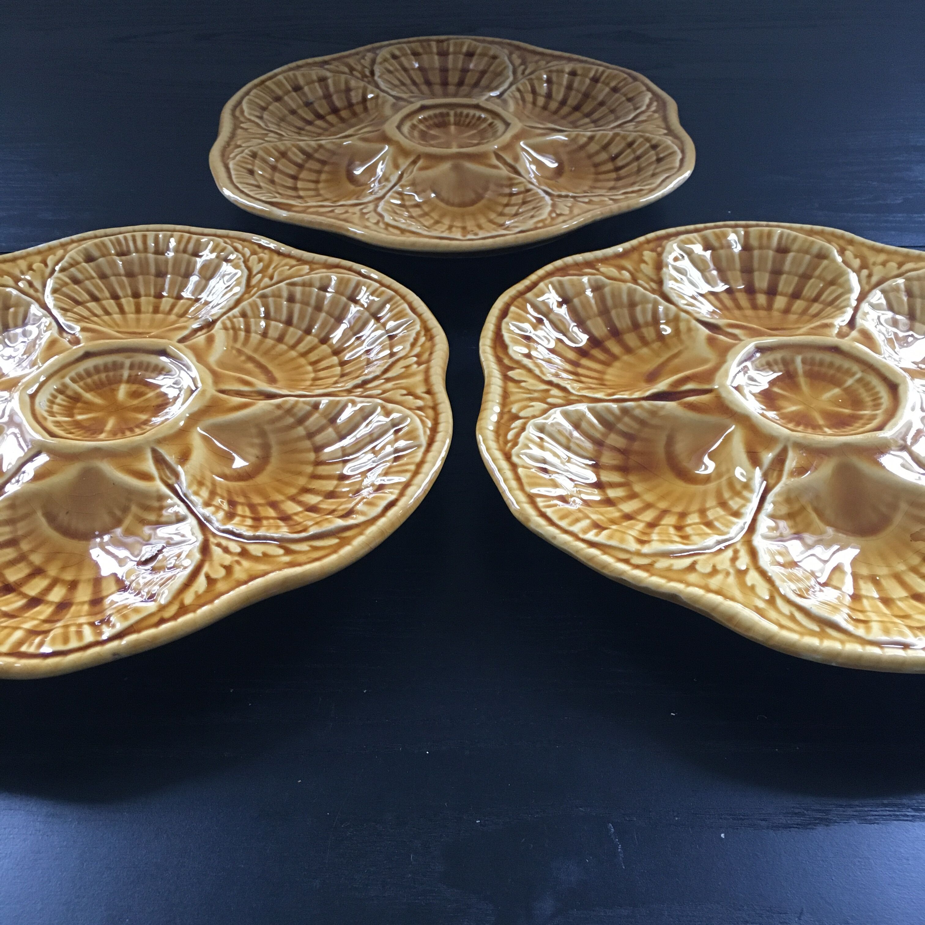 Amber oyster plate Sarreguemines