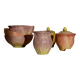 Vintage pink and mauve floral slip tea set - 8 pieces - Cottage core