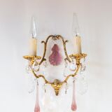 Pair vintage brass wall lamps and tassels