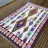 Azilal wool and handmade cotton berbere rug 135x215 cm