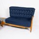 Large corner fan-shaped bench in oak, Guillerme and Chambron, 1970s