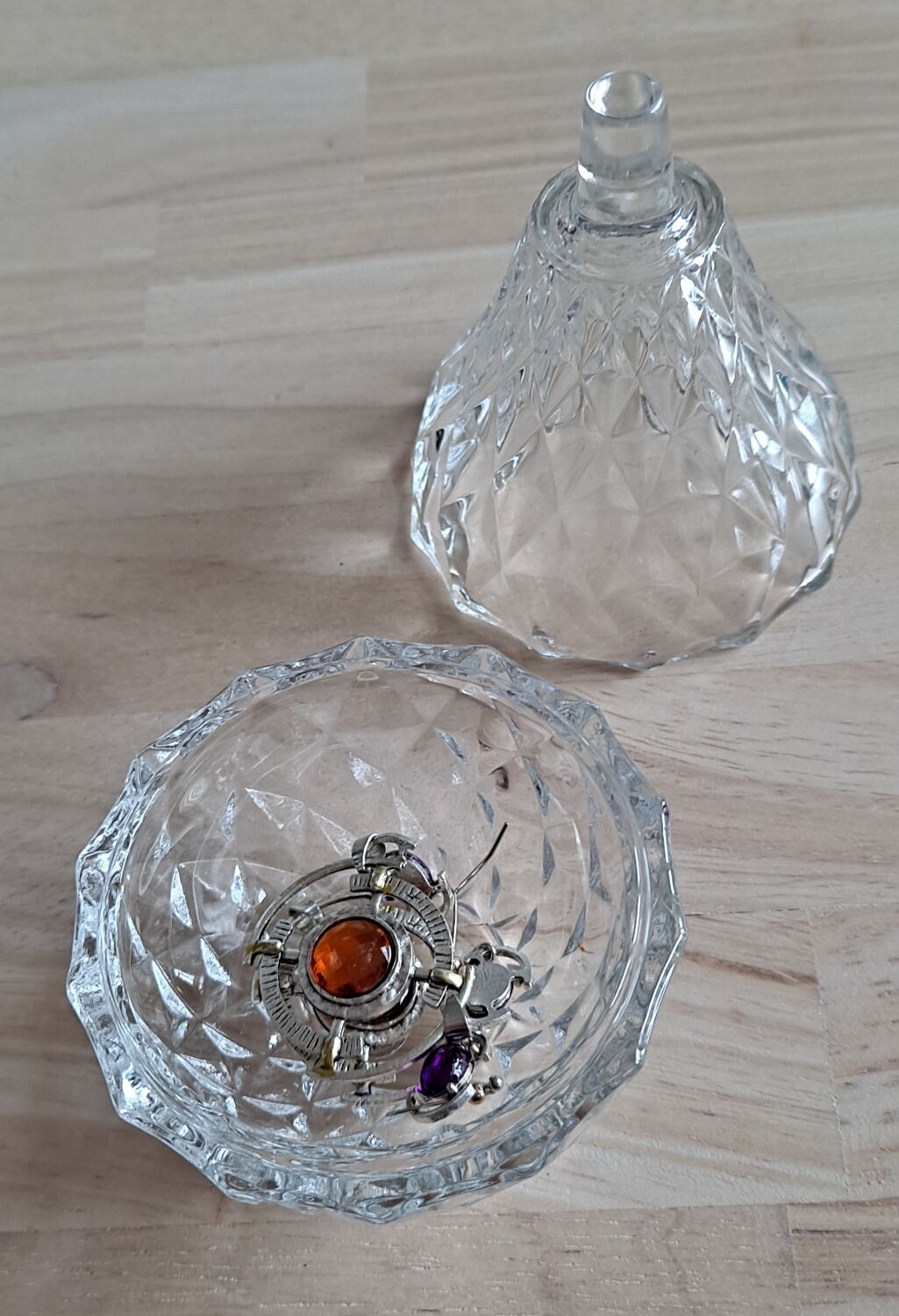 Glass pear candy box