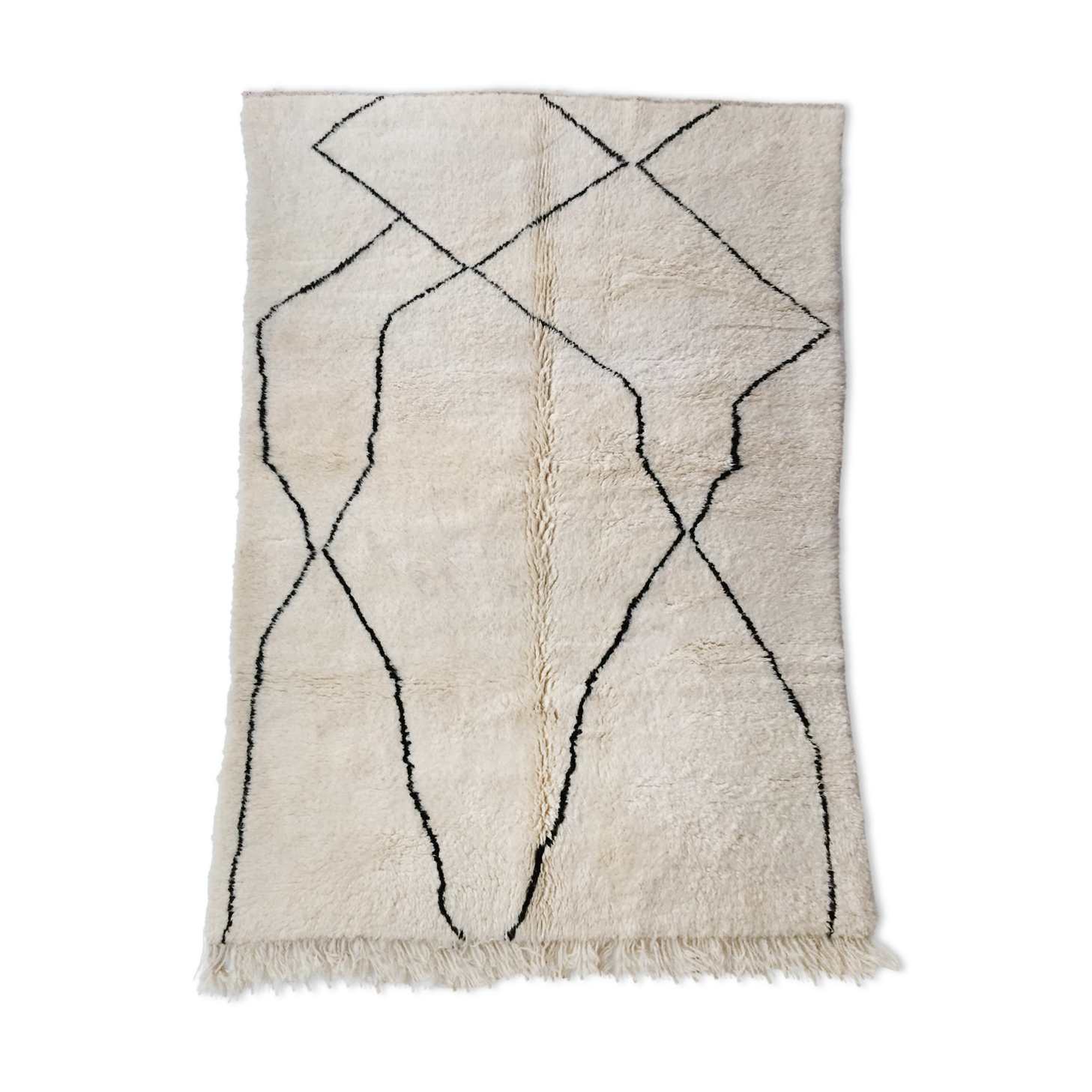 Moroccan Berber carpet Beni Ouarain ecru with graphic patterns 260x168cm