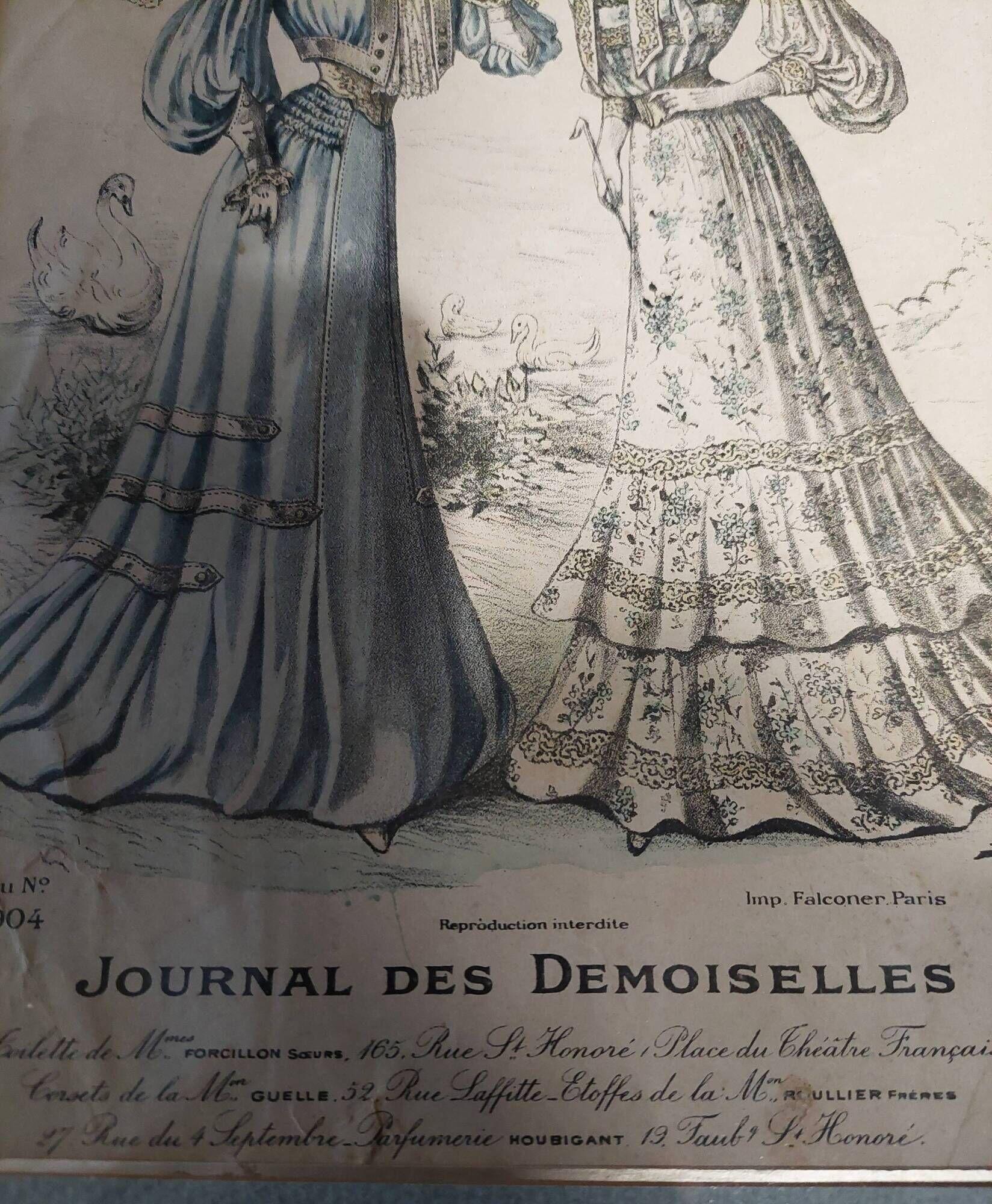 Framed fashion print journal des demoiselles 1904