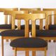 Set of 6 Danish 'T' shaped chairs – 1960s Mid-Century Modern Design
