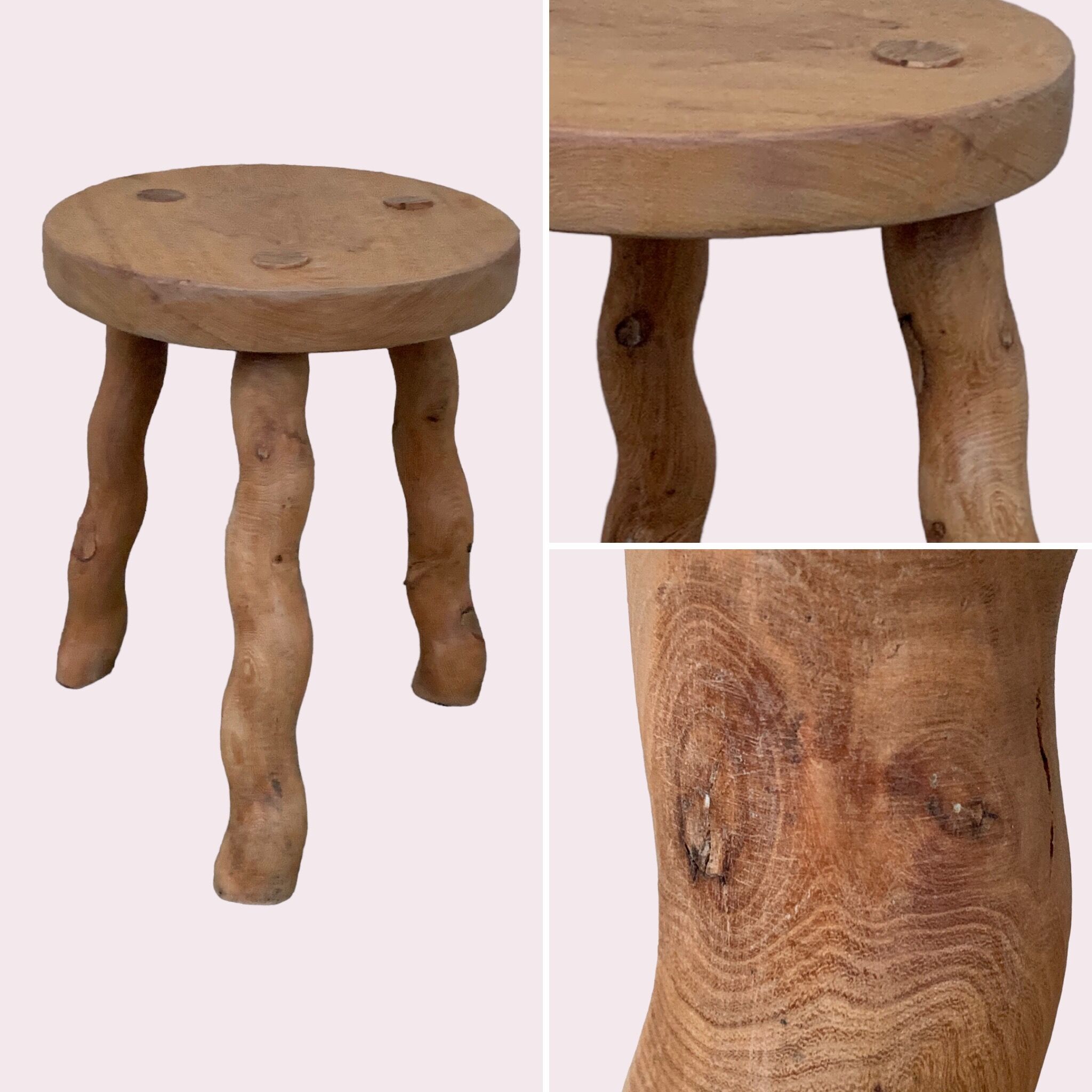 Vintage turned leg tripod stool 1960