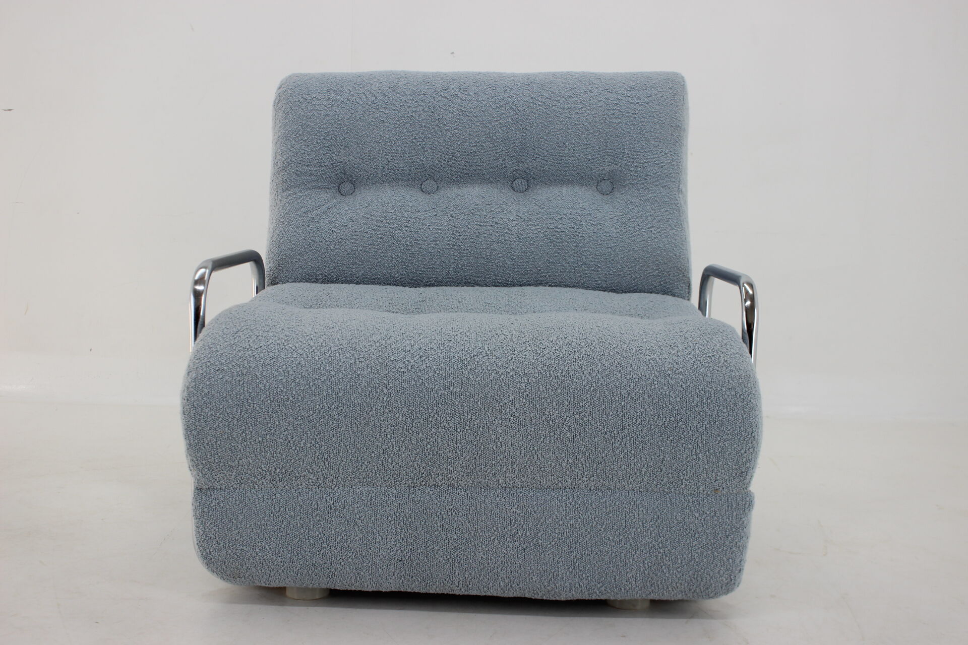 1970s convertible chrome armchair in bouclé ,czechoslovakia