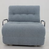 1970s convertible chrome armchair in bouclé ,czechoslovakia