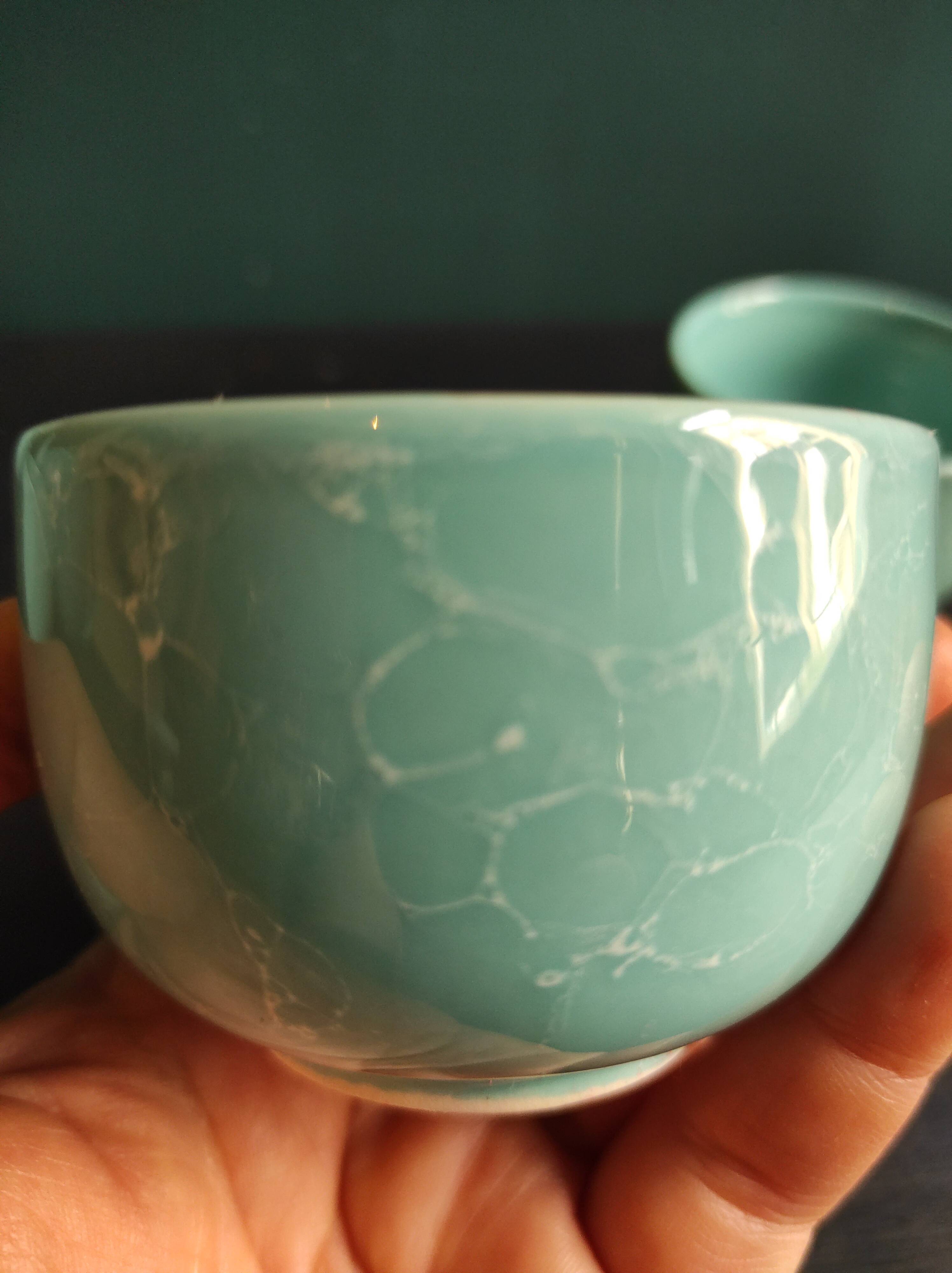 French vintage aquamarine tea set