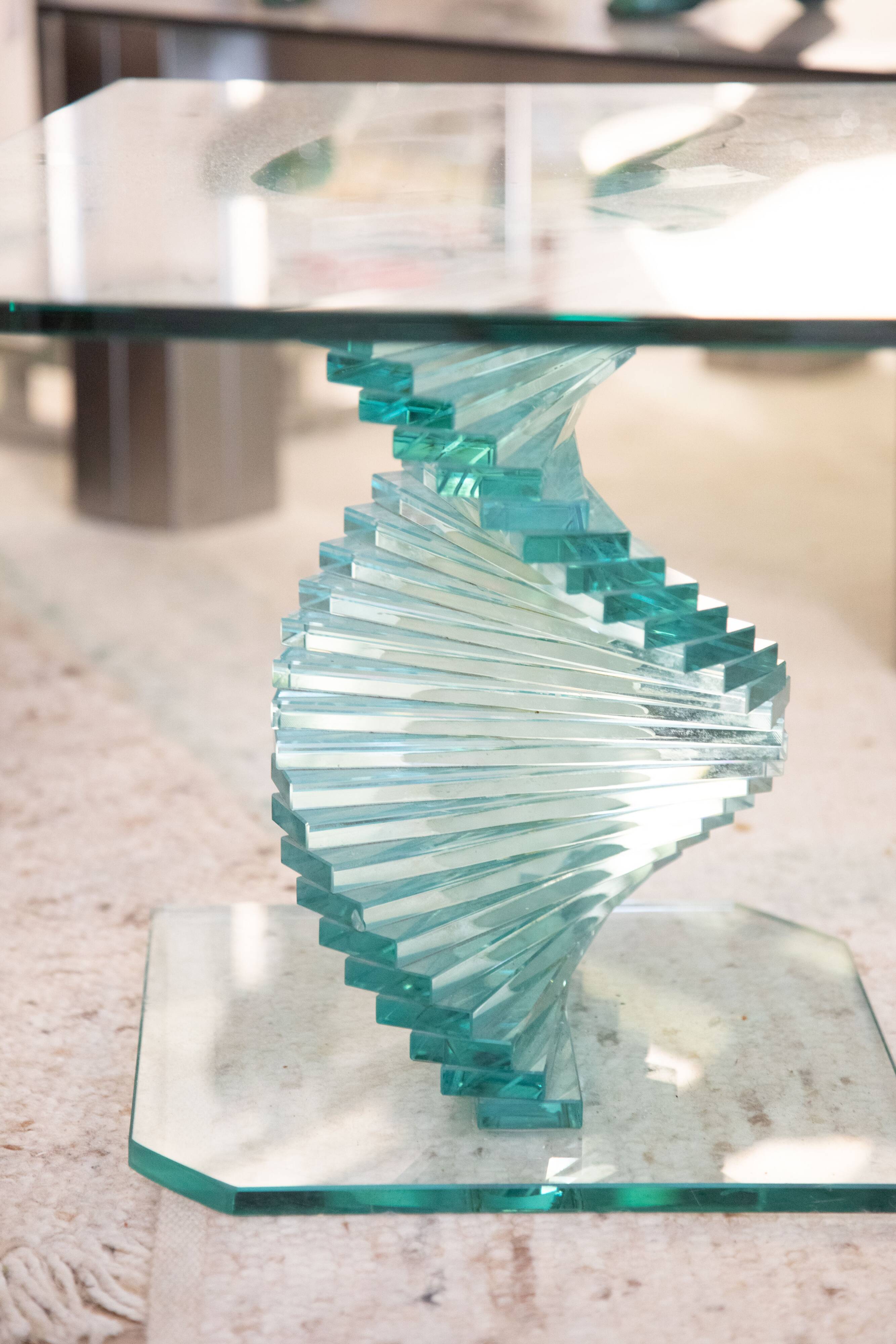 Twisted glass coffee table Italy 70