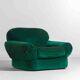Paire de fauteuils de salon en velours vert, Italie, années 1970