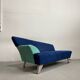 Memphis Style 2-Seat Sofa in Blue Microfibre Fabric, Postmodern 1980s Era