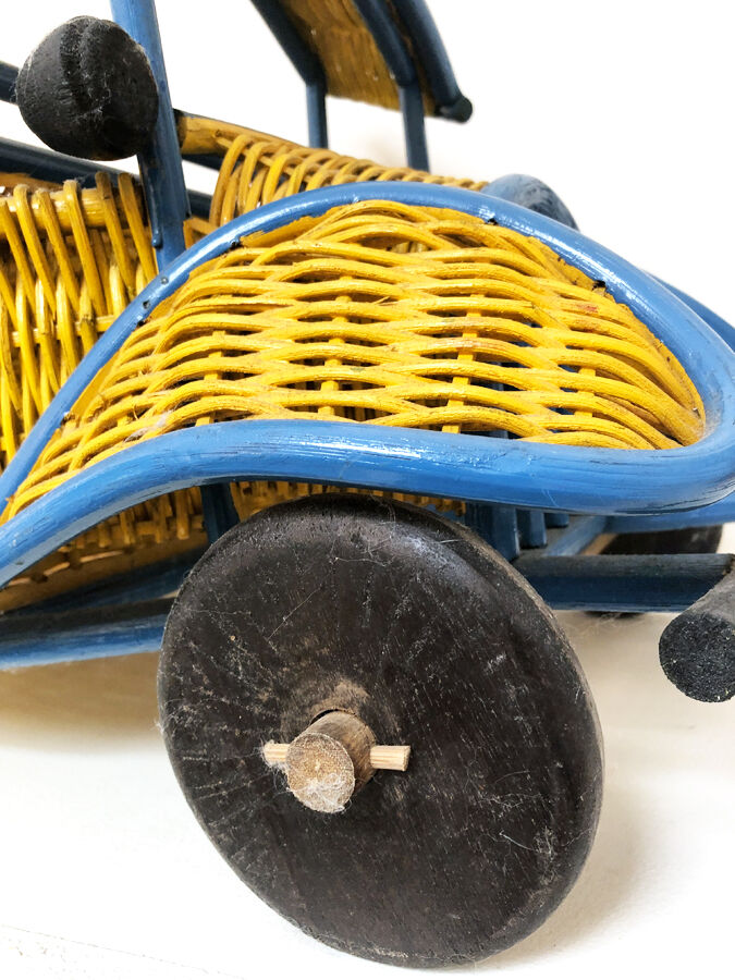 Wicker truck and handmade wood, 1960-70