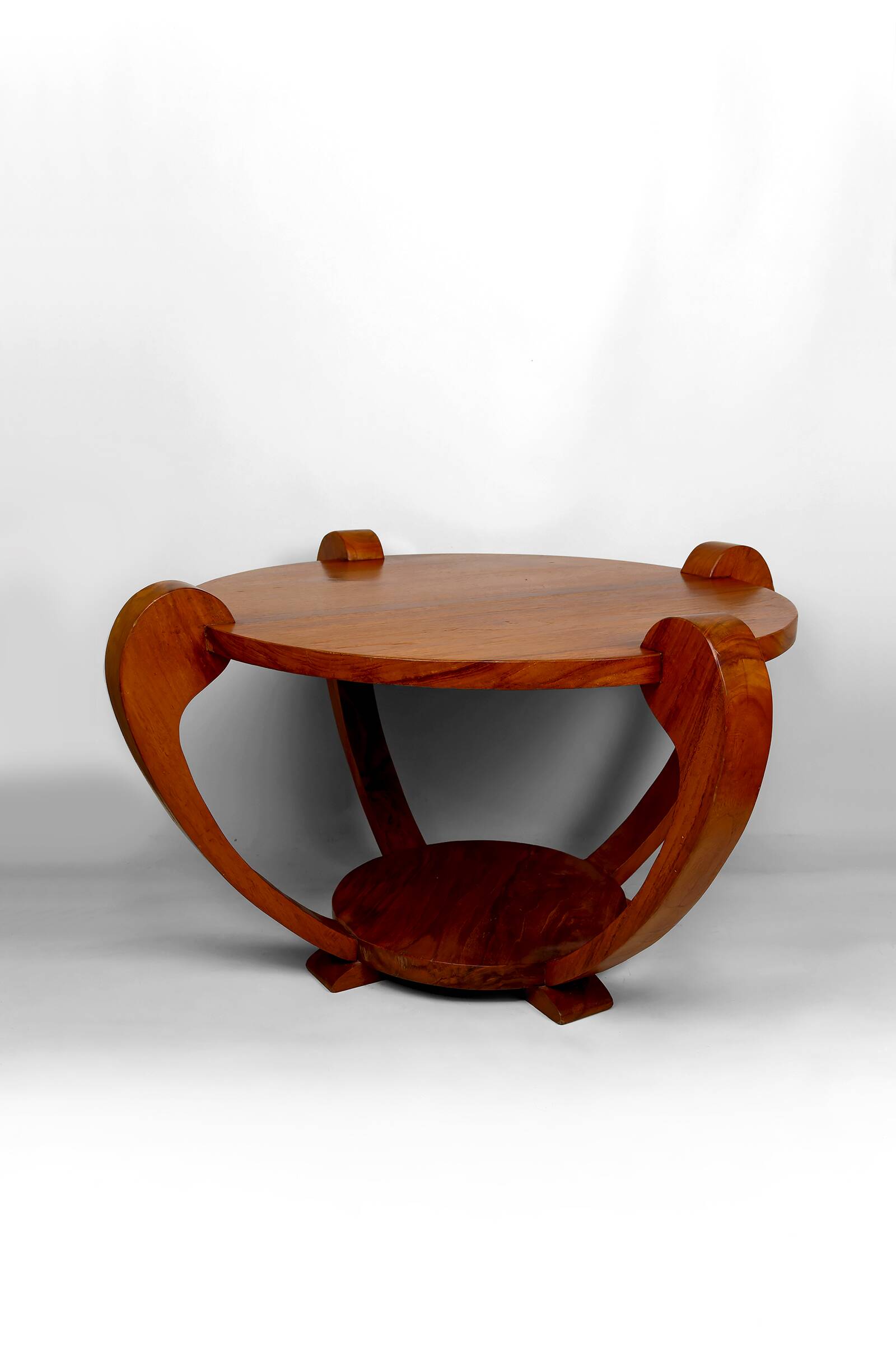 Pedestal Table, Solid Teak Coffee Table, Art Deco Colonial, c. 1930