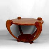Pedestal Table, Solid Teak Coffee Table, Art Deco Colonial, c. 1930