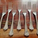 Christofle - Set of 7 dessert forks in the violoné palmette pattern.