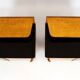 Restored Art Deco Nightstands with Black Glass Tops, 1950s, Set of 2
