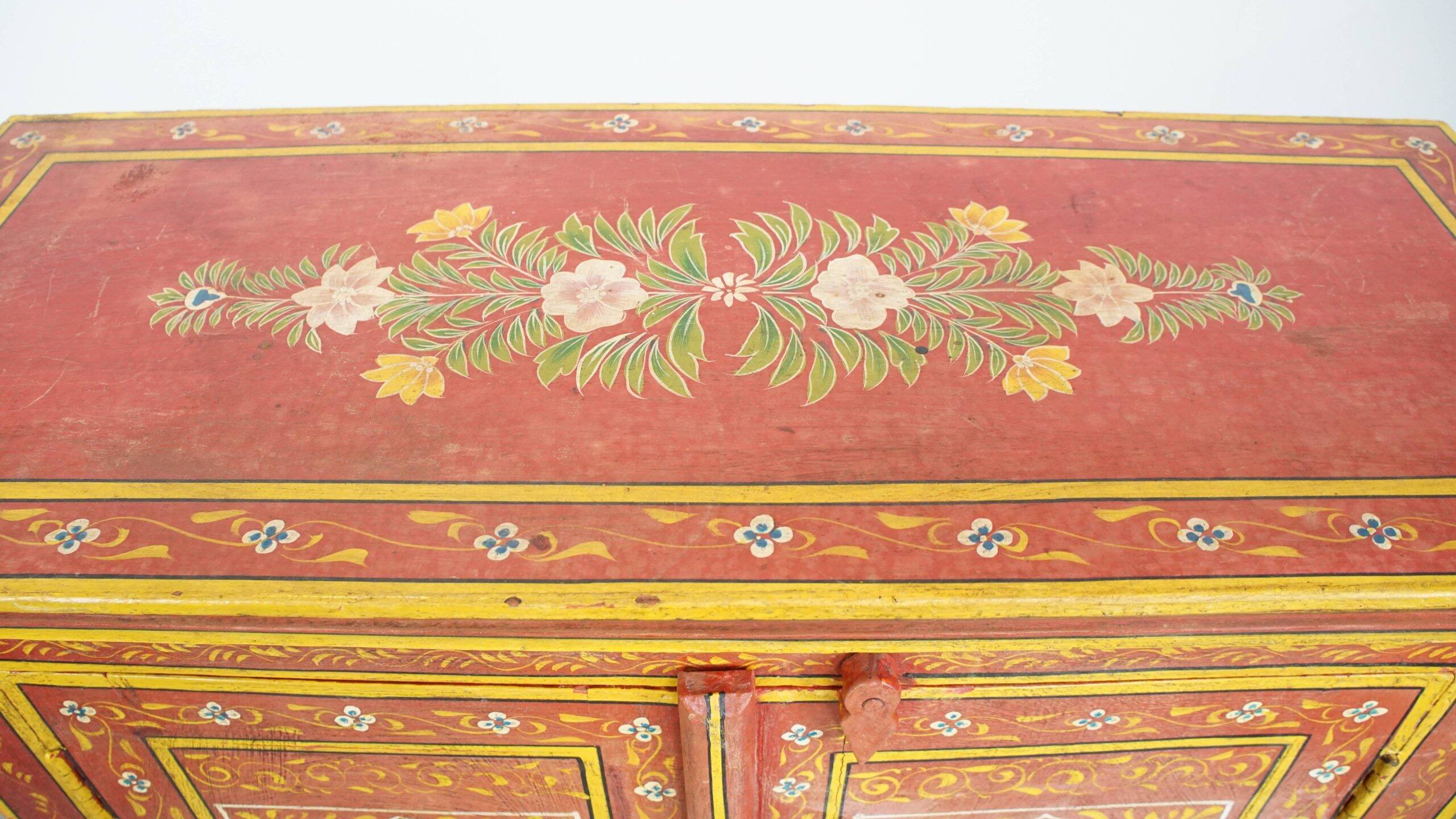 Antique painted folk art cabinet