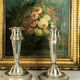 Pair of antique candlesticks in silver bronze louis XVI style