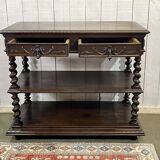 Henry II late 19th century oak serving trolley - top opens into a dresser