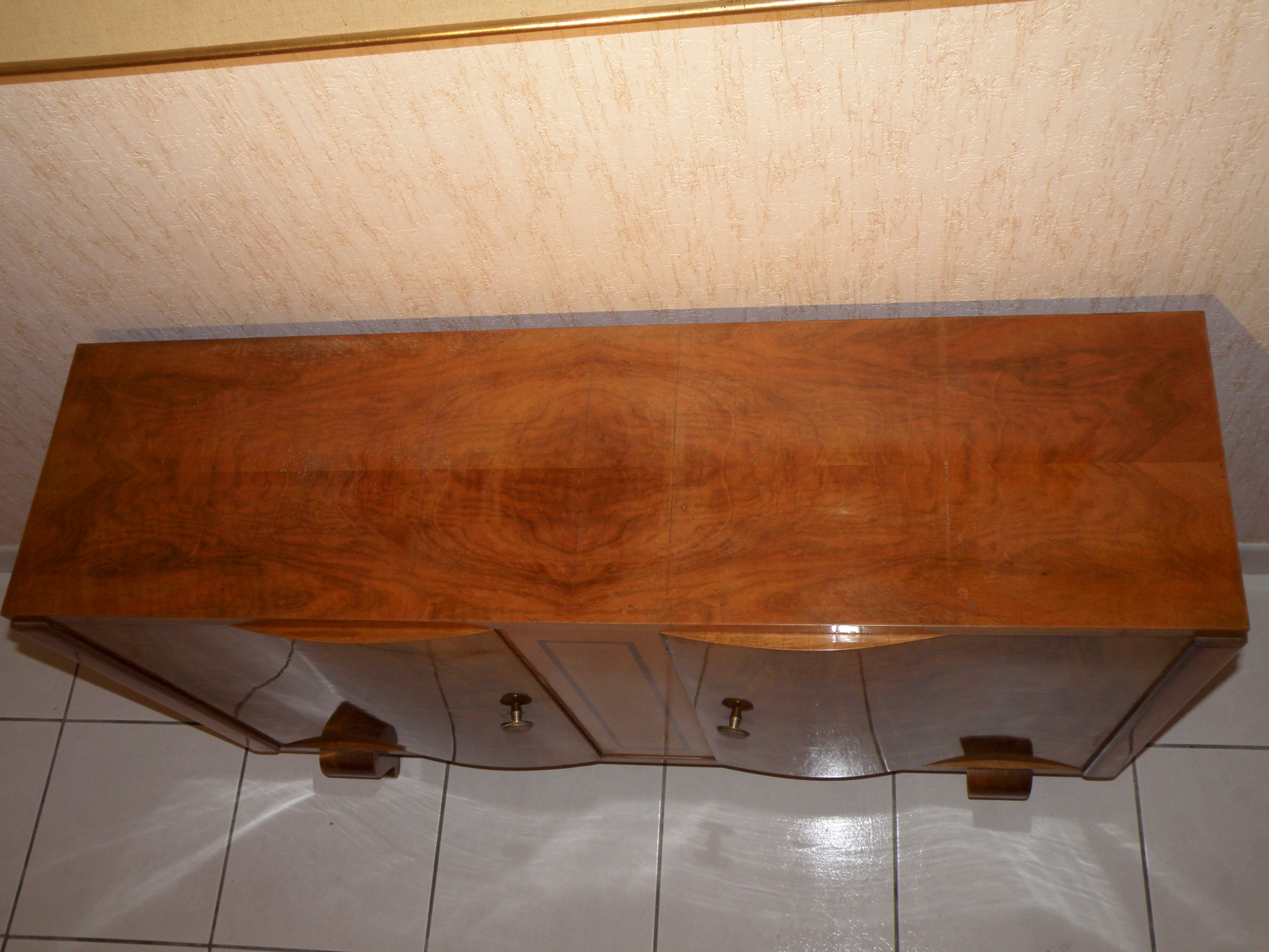 Sideboard walnut bramble storage cabinet, two doors, style 1930