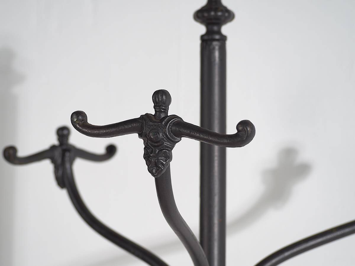 Antique wrought iron coat rack with umbrella stand (c.1920)