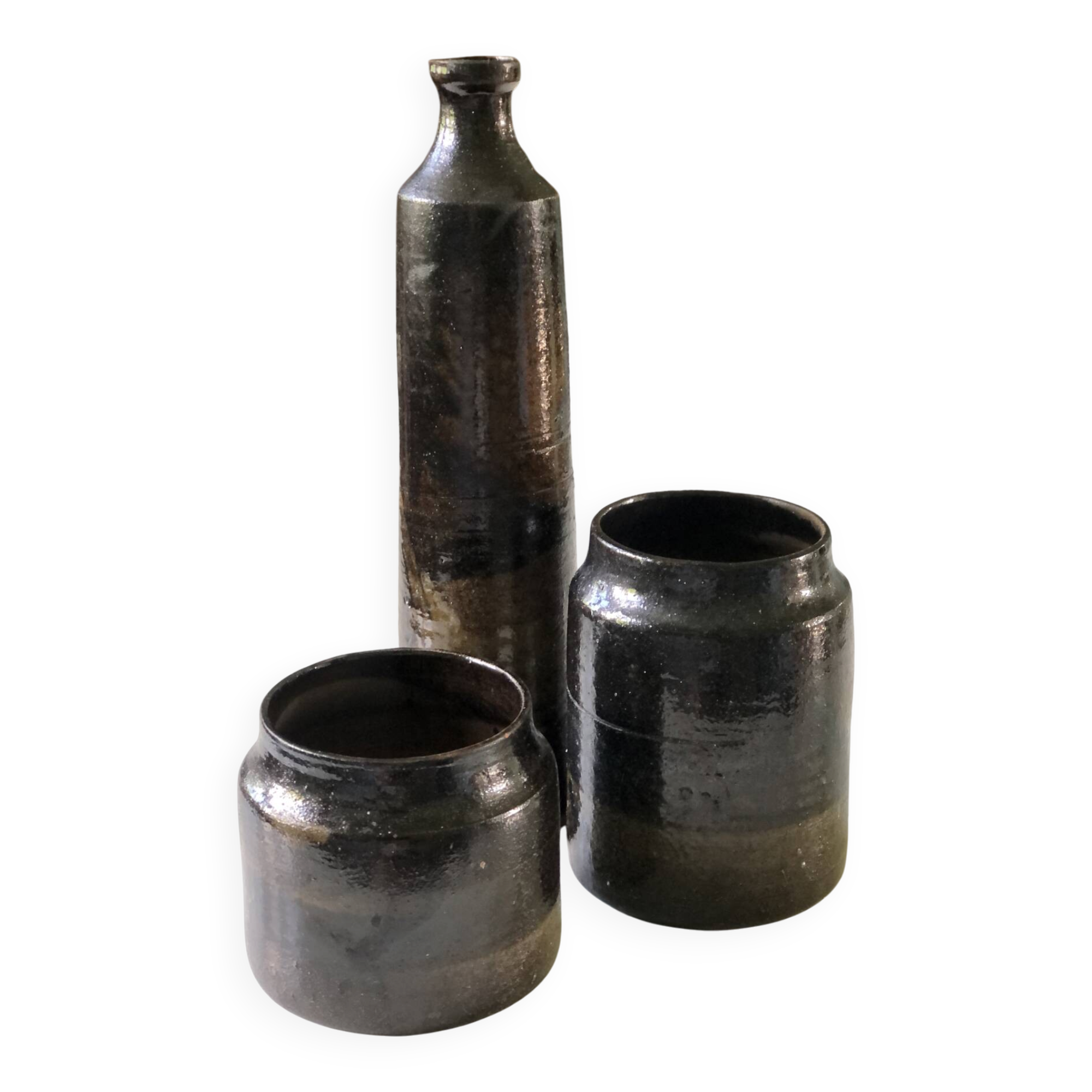 Ensemble de pots noirs poterie vintage 70’s